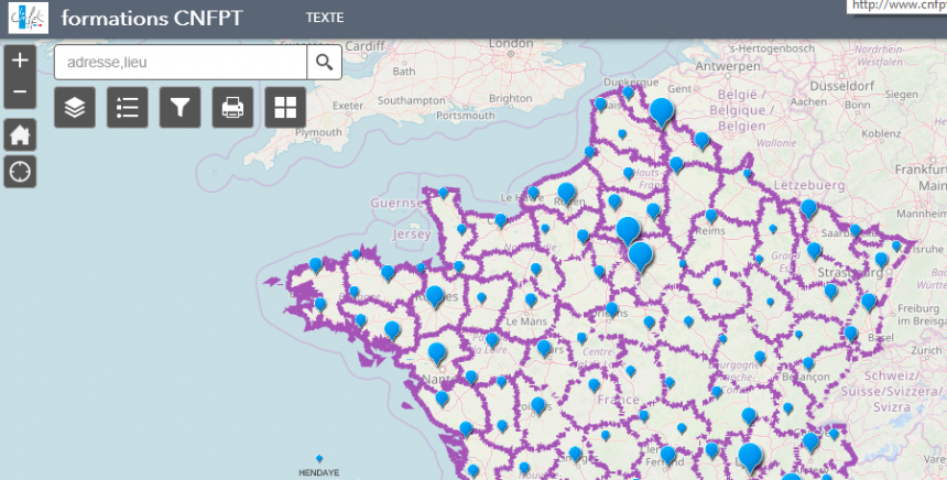 Carte interactive des lieux de formation
