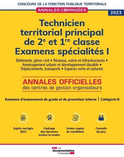Annales corrigées - Technicien territorial principal - Spécialités I