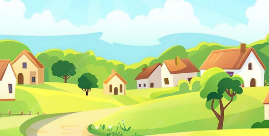 image graphique d'un village verdoyant
